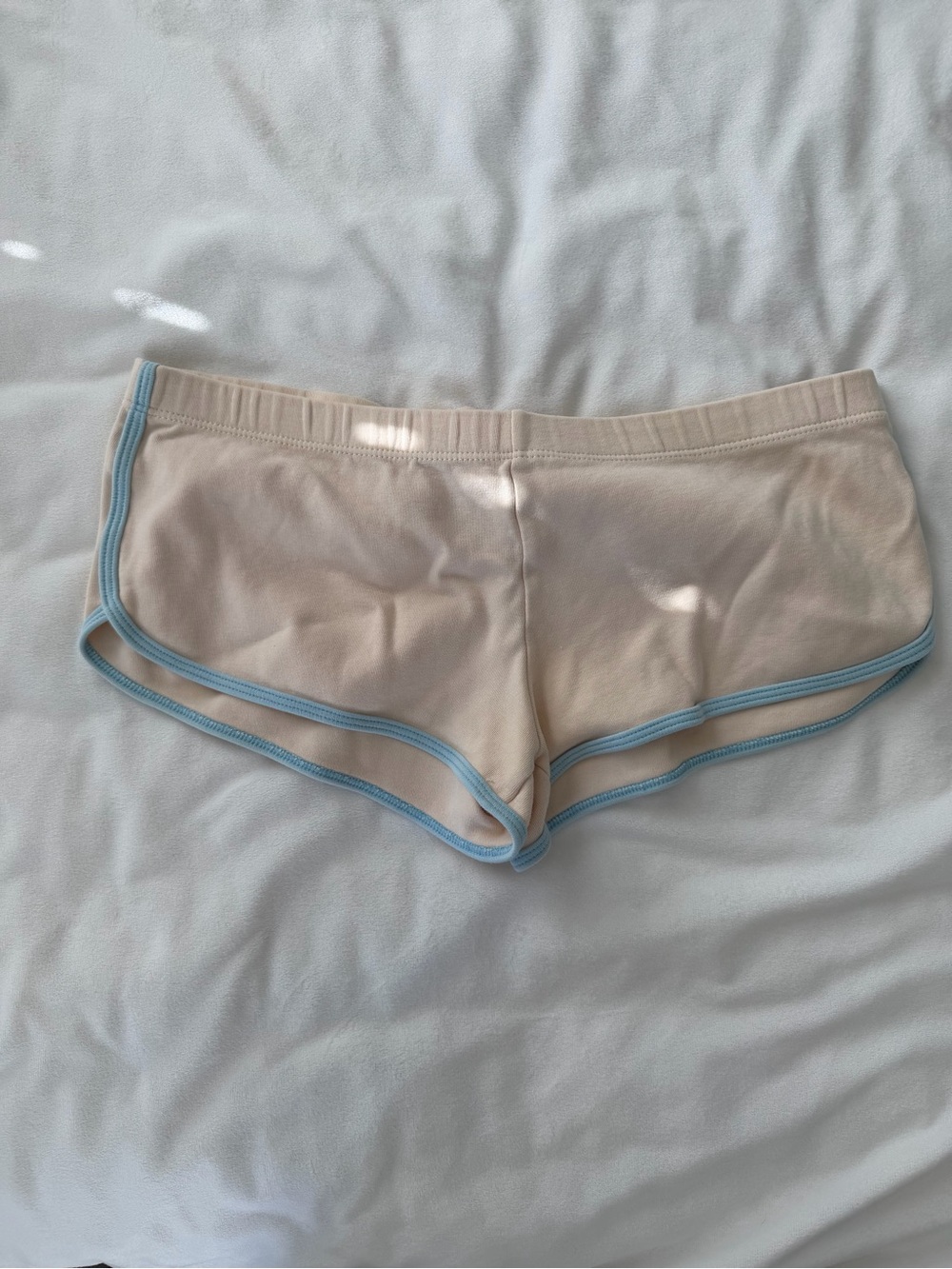 Vintage American apparel Cream Shorts with Blue Trim